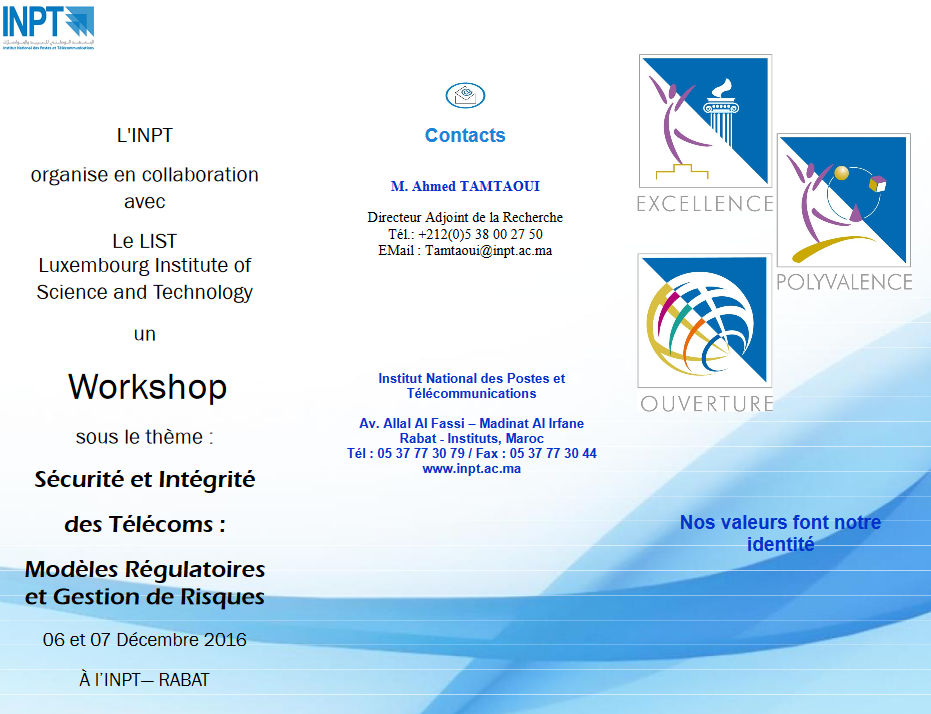 Workshop « Sécurité et intégrité des télécoms : modèles régulatoires et gestion des risques » à l'INPT